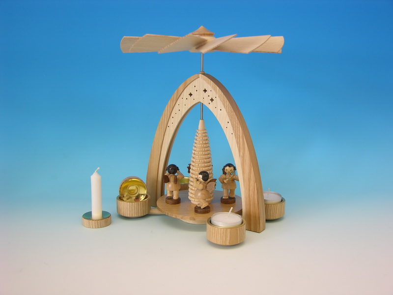 Weihnachtspyramide mit 4 Engel, natur, 27 cm von Figurenland Uhlig GmbH_1