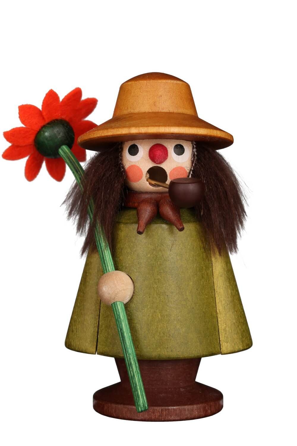 Räuchermännchen Wichtel Blumenfreund, 9 cm von Christian Ulbricht, Made in Germany