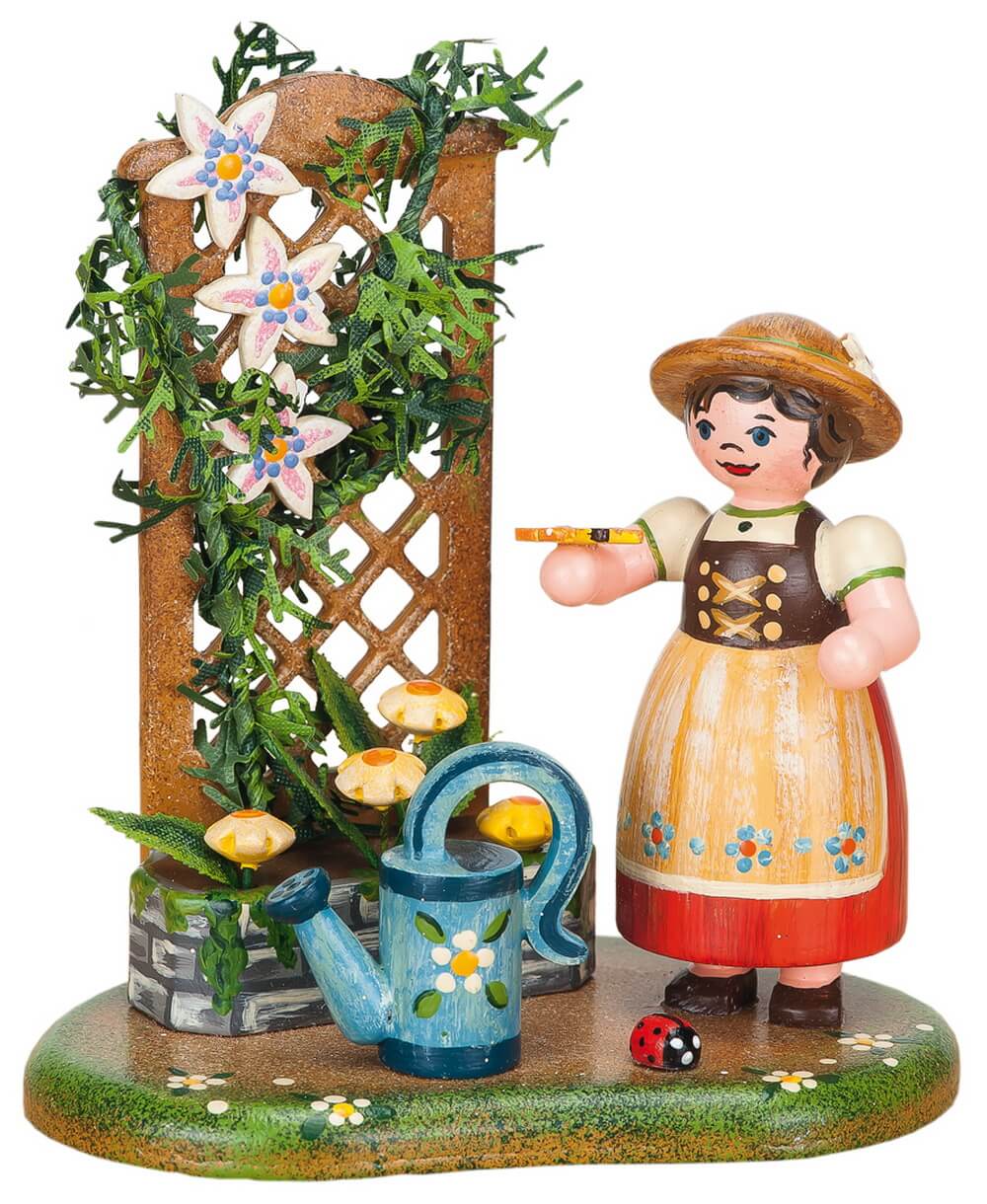 Miniatur Landidyll mit Sommerblumenranke, 10 cm, farbig von Hubrig Volkskunst
