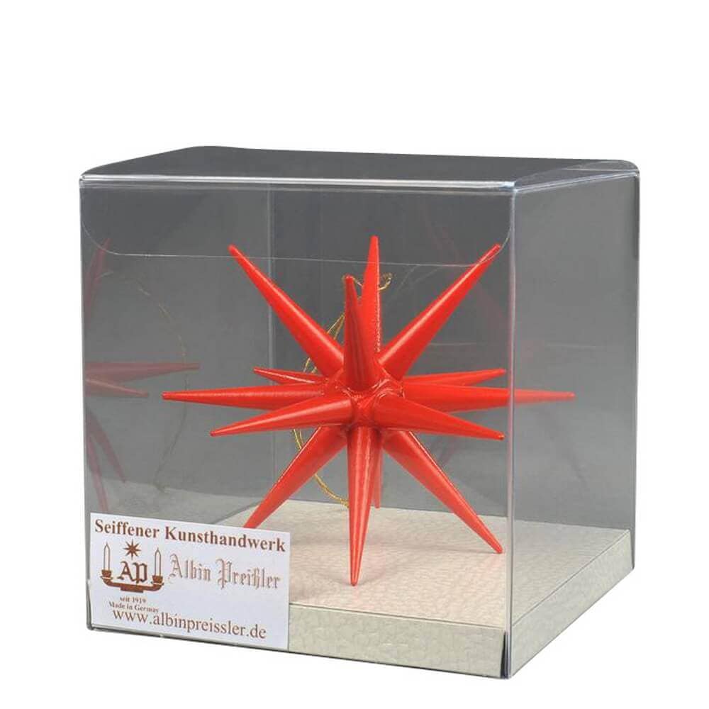 Christbaumschmuck aus Holz, Weihnachtsstern rot, 10 cm von Albin Preißler