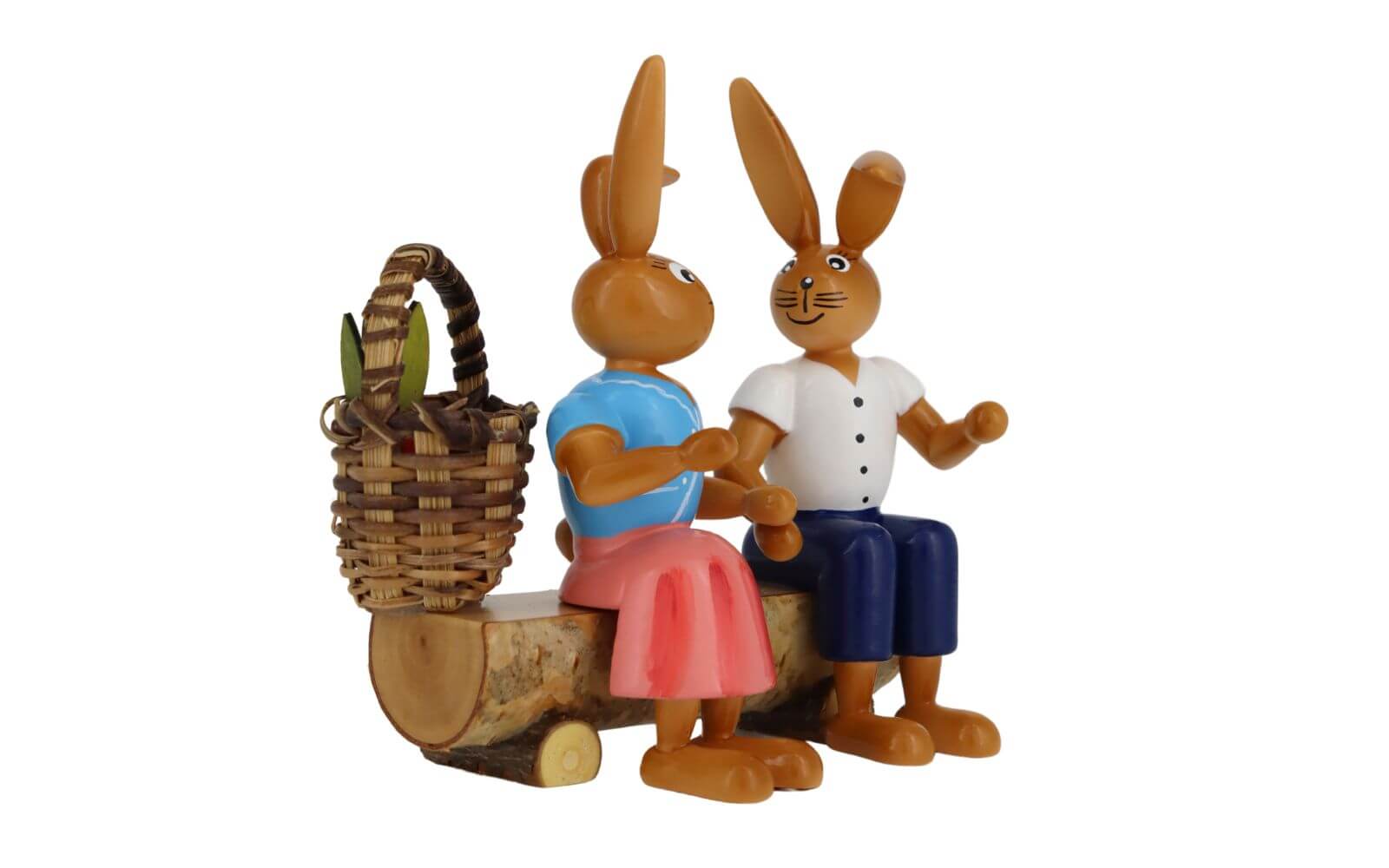 Osterhasenpaar auf Bank, 9 cm von Holzkunst Gahlenz