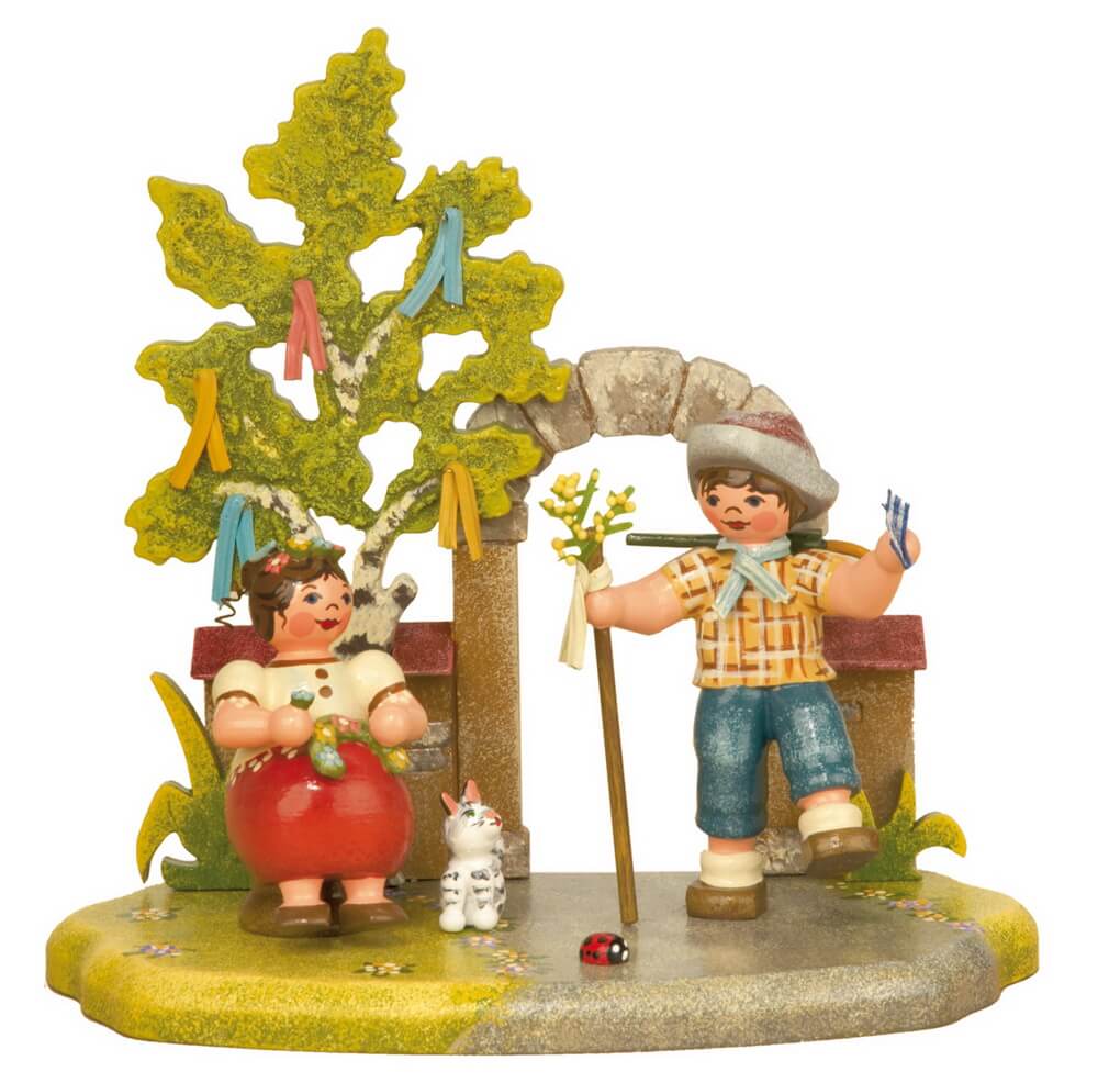 Figur Jahreszeiten - Frühling, 13 cm, farbig von Hubrig Volkskunst