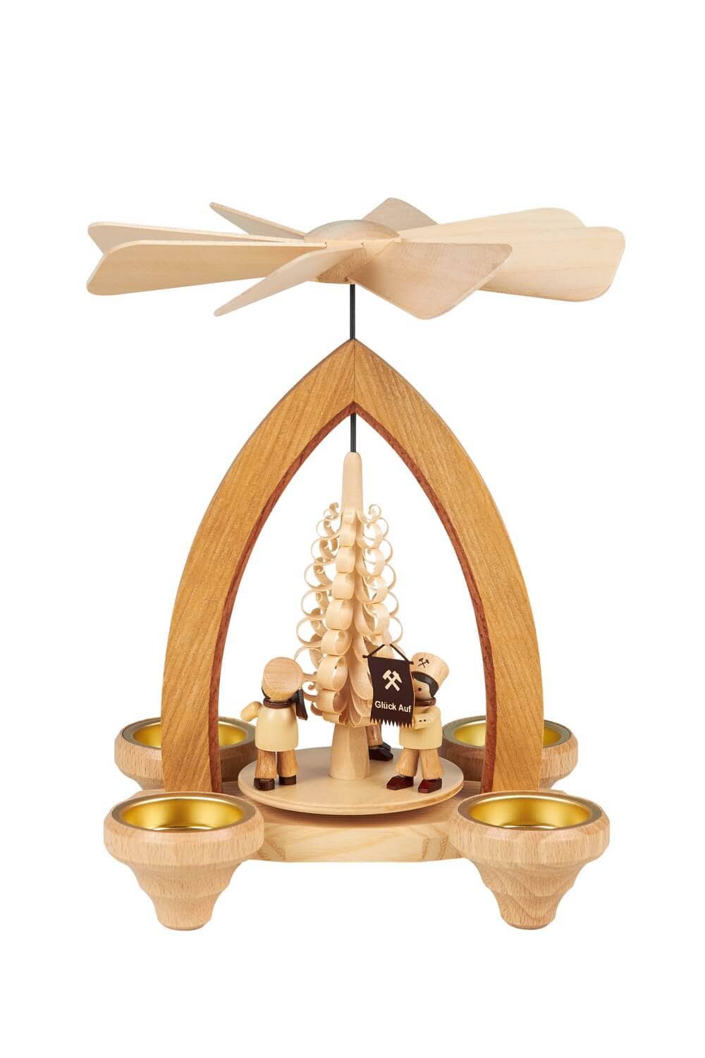 Weihnachtspyramide für Teelichte Bergmannszug, 26 cm von Heinz Lorenz