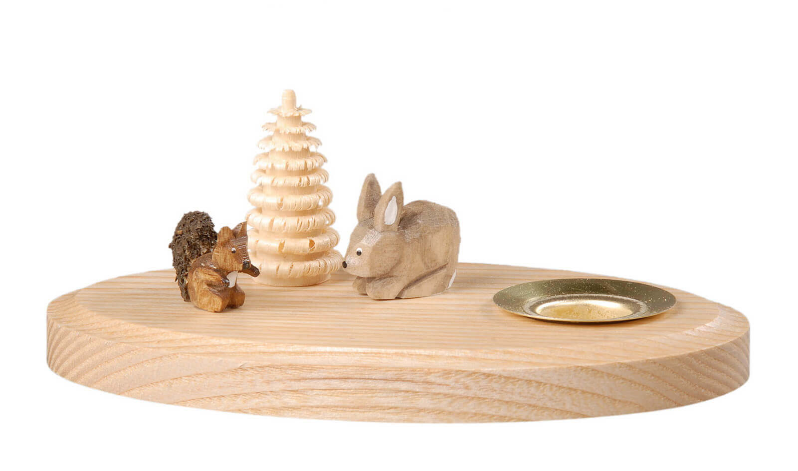 Kerzenhalter mit Eichhörnchen und Hase von Albin Preißler