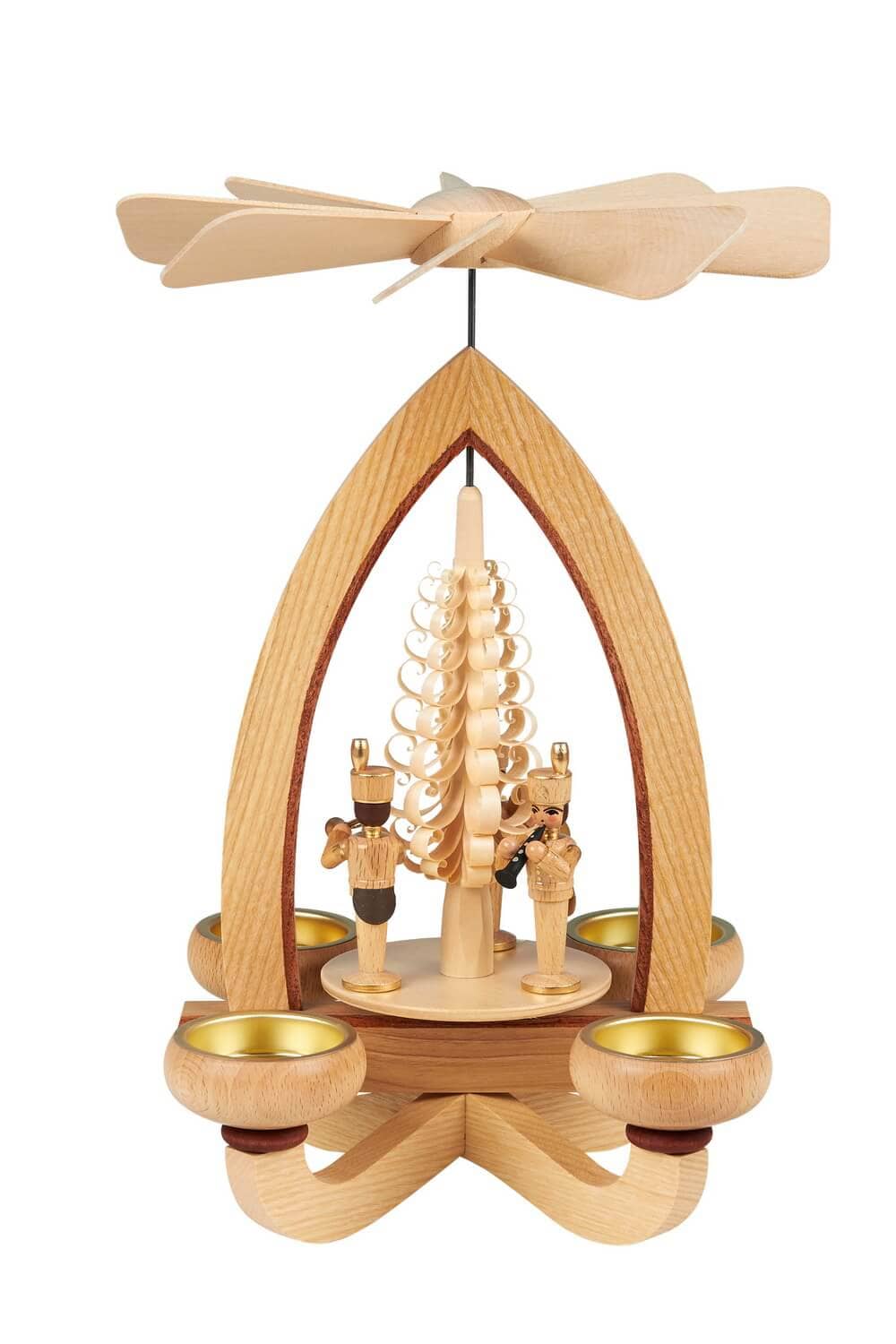 Weihnachtspyramide mit Bergleuten für Teeliche, 28 cm von Heinz Lorenz_Bild1