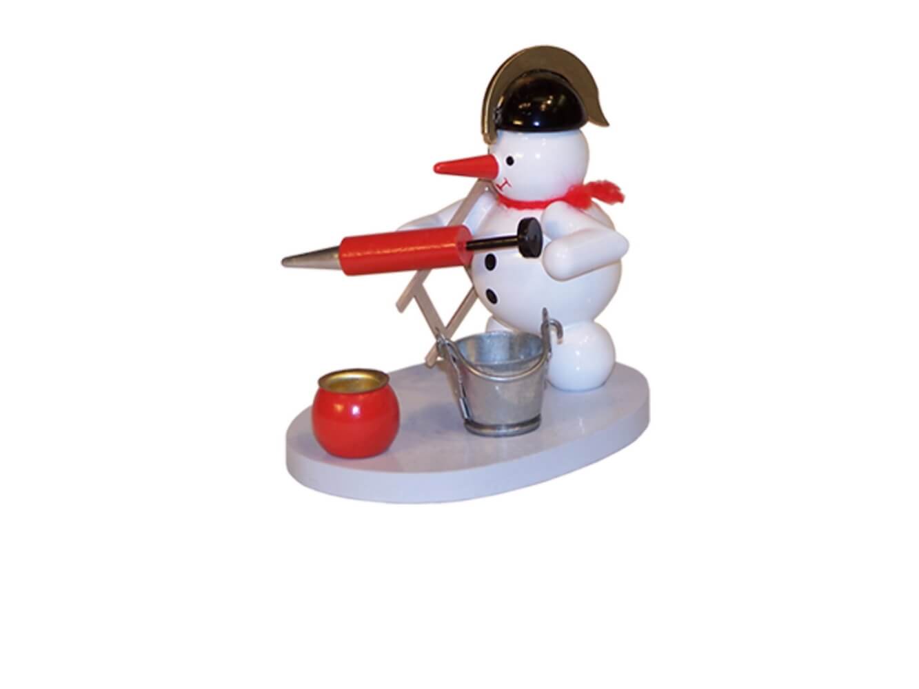 Kerzenhalter Schneemann Feuerwehr, farbig, 8 cm von Ralf Zenker