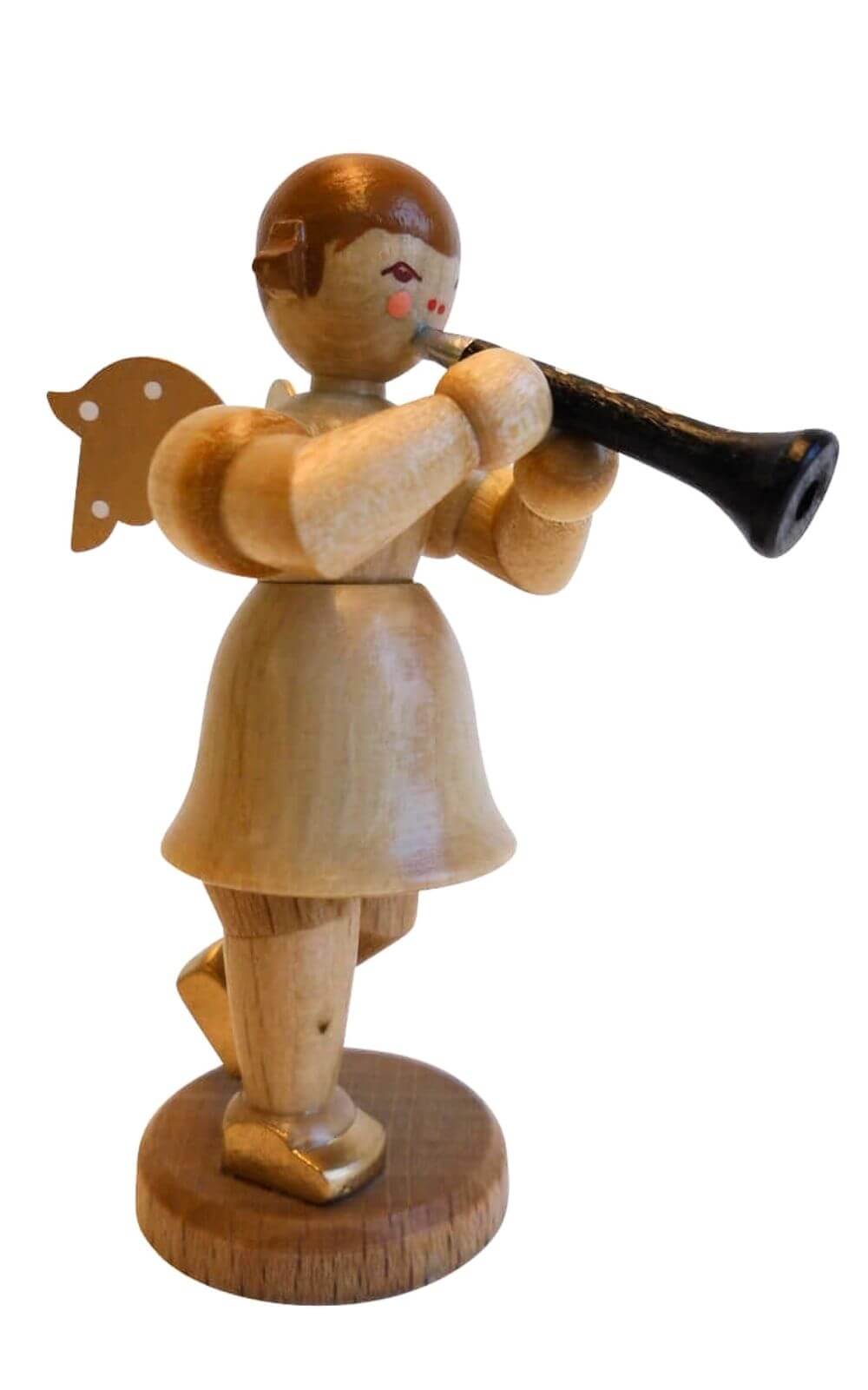 Weihnachtsengel mit Klarinette, natur, Kurzrock von SEIFFEN.COM