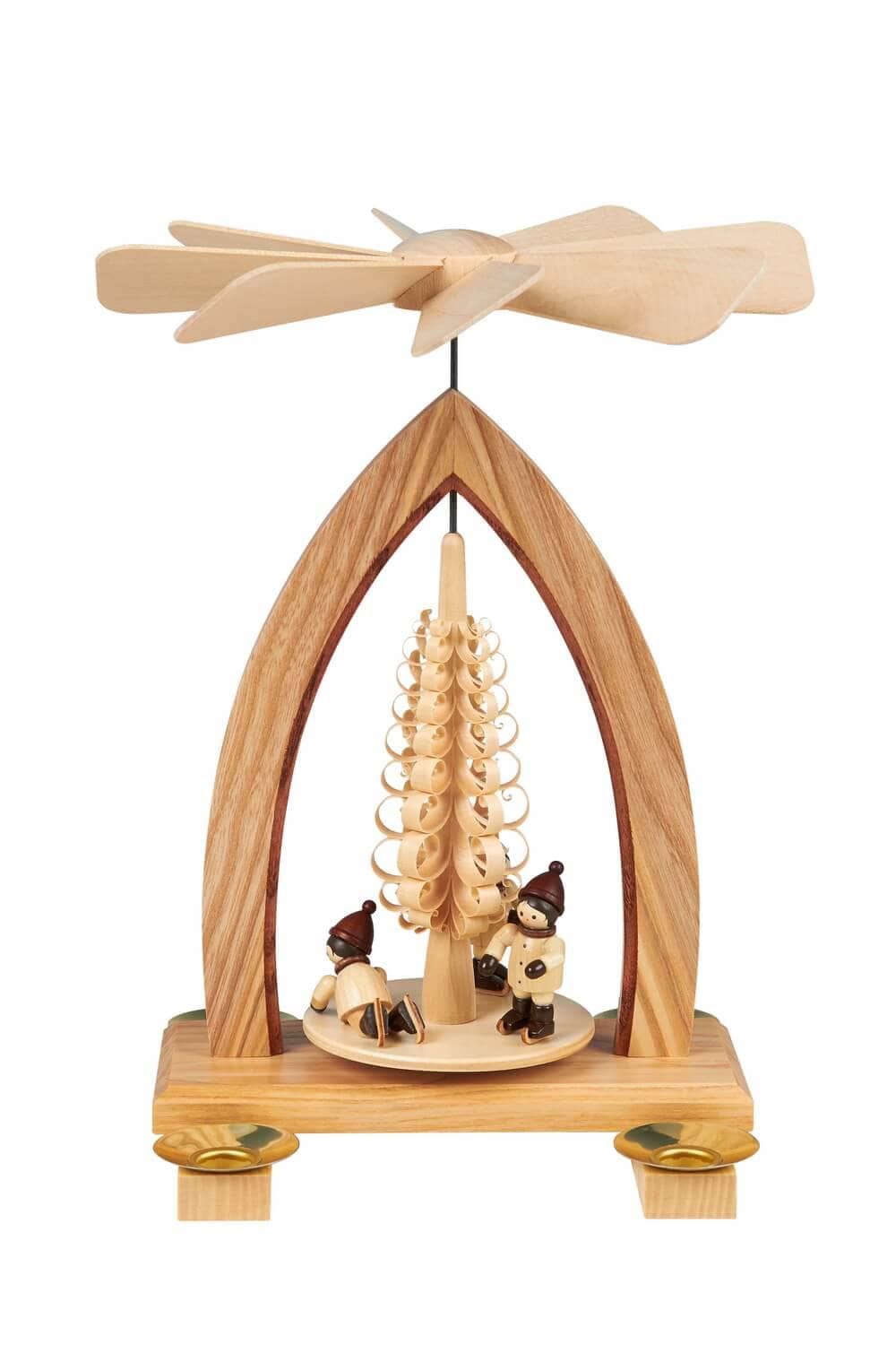 Weihnachtspyramide mit Eisläufer, natur, 26 cm, Heinz Lorenz Olbernhau/ Erzgebirge_Bild1