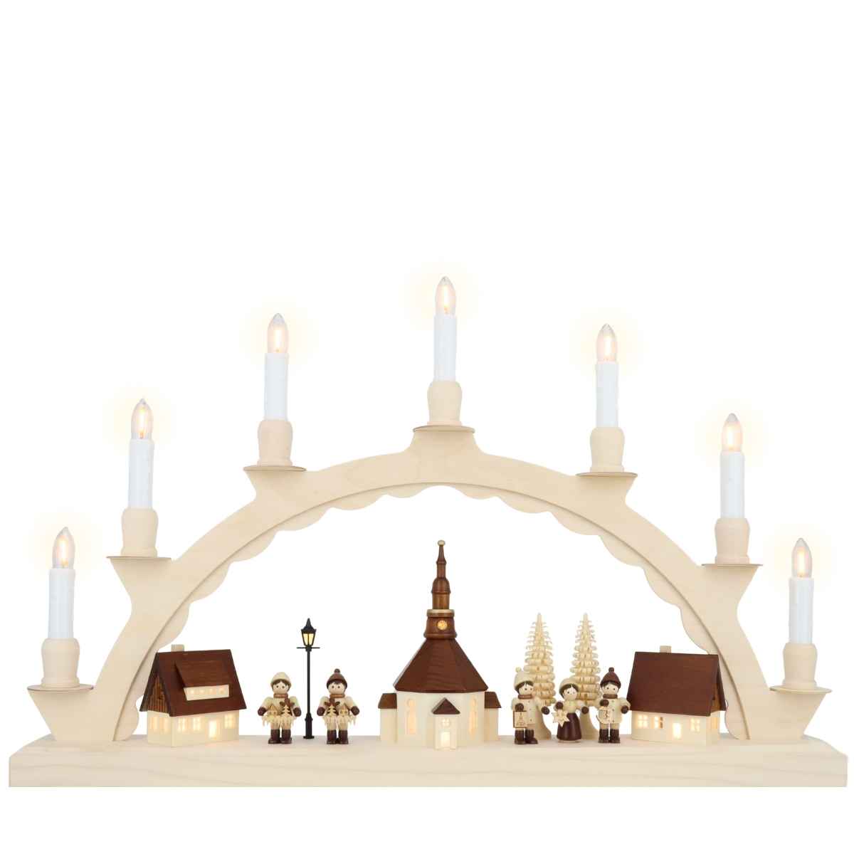 Schwibbogen Seiffener Dorf mit Romy Thiel Kinder, LED, 50 cm von SEIFFEN.COM