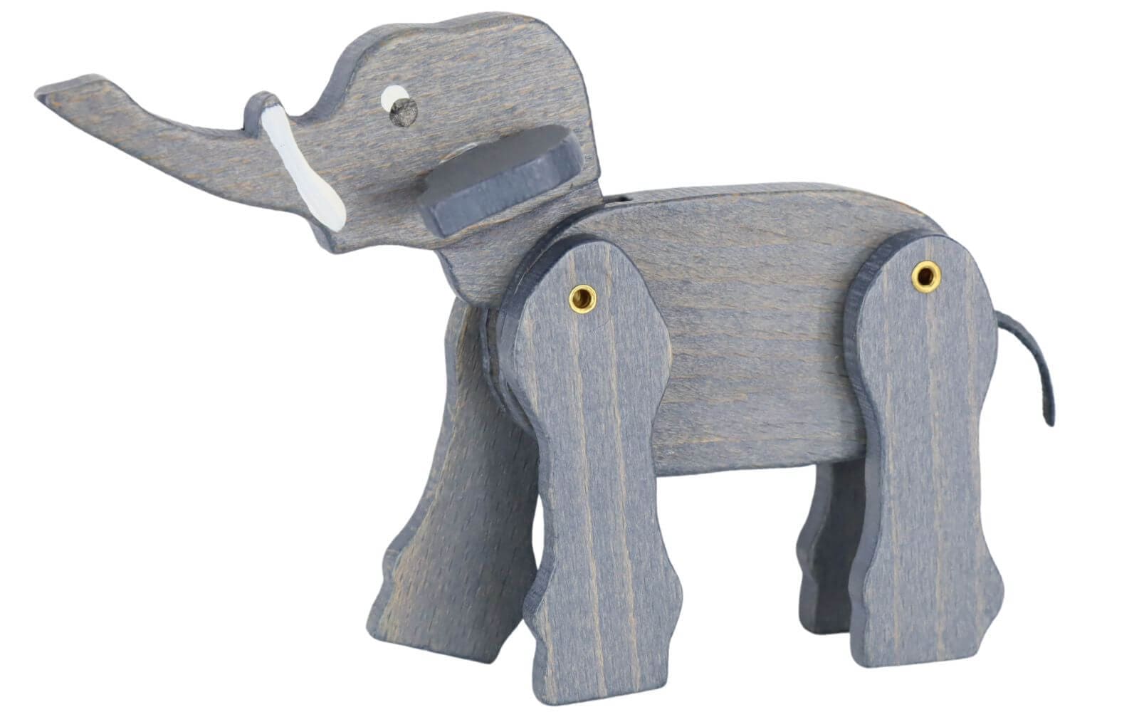 Miniatur Elefant, beweglich, 18 cm, farbig von Seiffen.COM_2