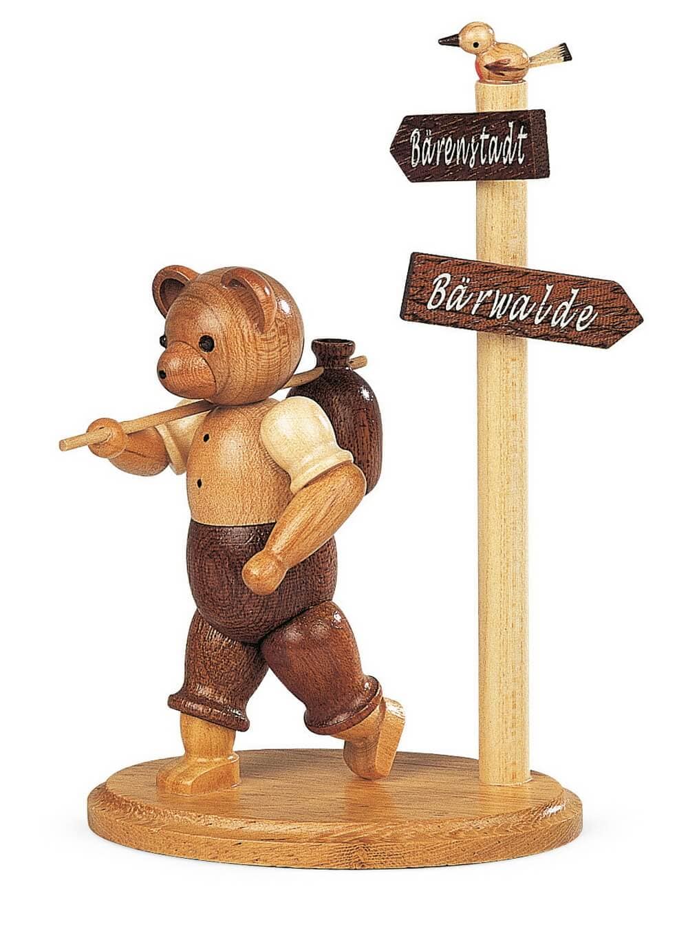 Teddy - Wanderer am Wegweiser, 14 cm, natur von Müller Kleinkunst