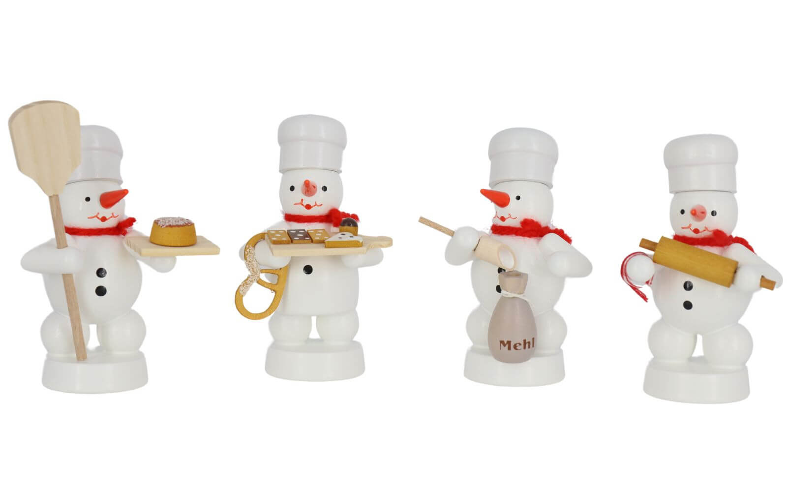 Miniatur Schneemannquartett Weihnachtsbäckerei I, farbig von Ralf Zenker