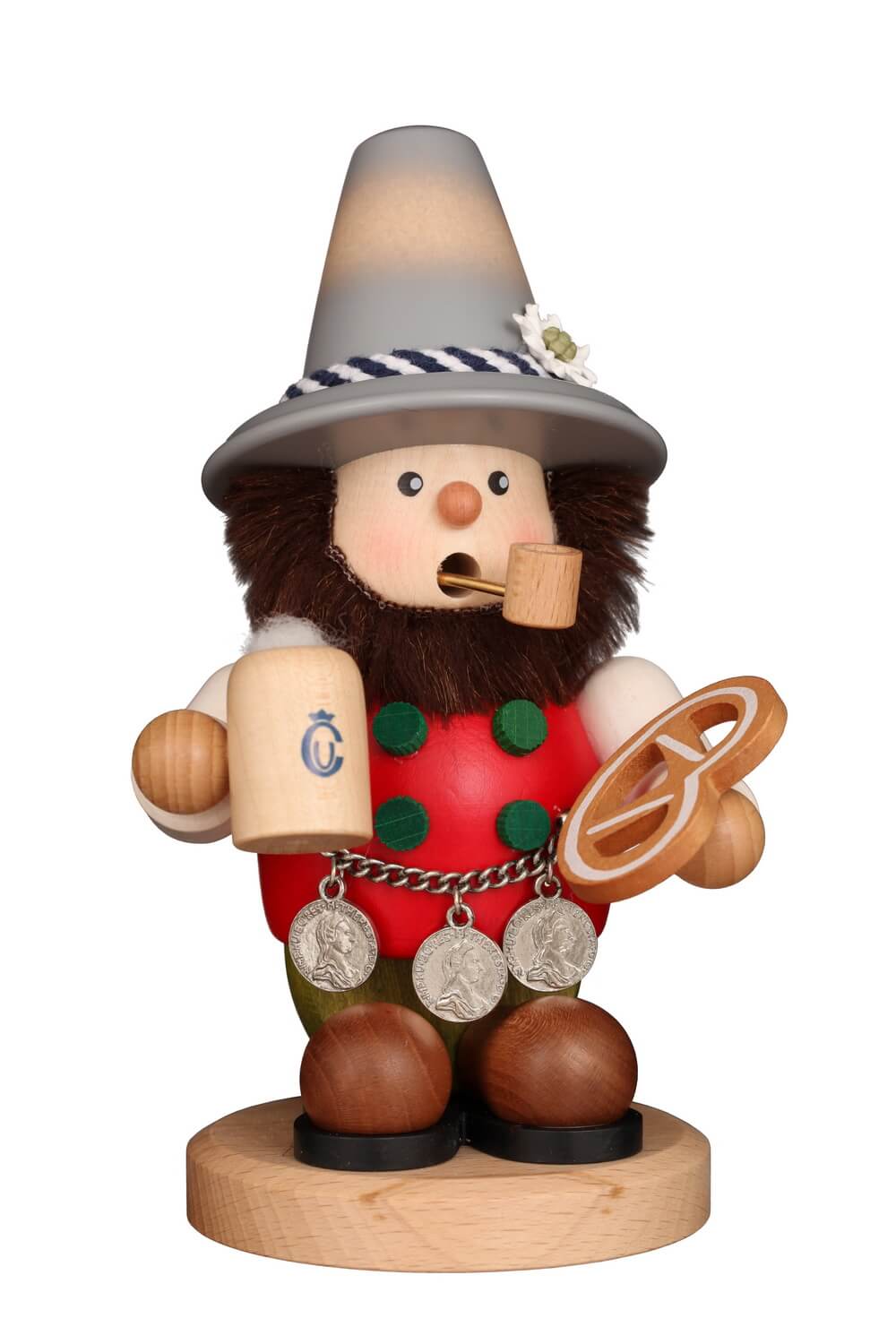 Räuchermännchen Bayer mit Brezel, 17 cm von Christian Ulbricht, Made in Germany