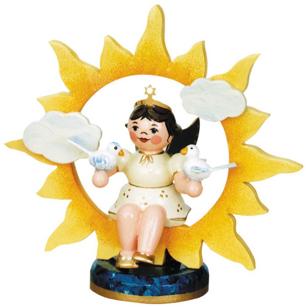 Miniatur Weihnachtsengel mit Sonne und Tauben von Hubrig Volkskunst