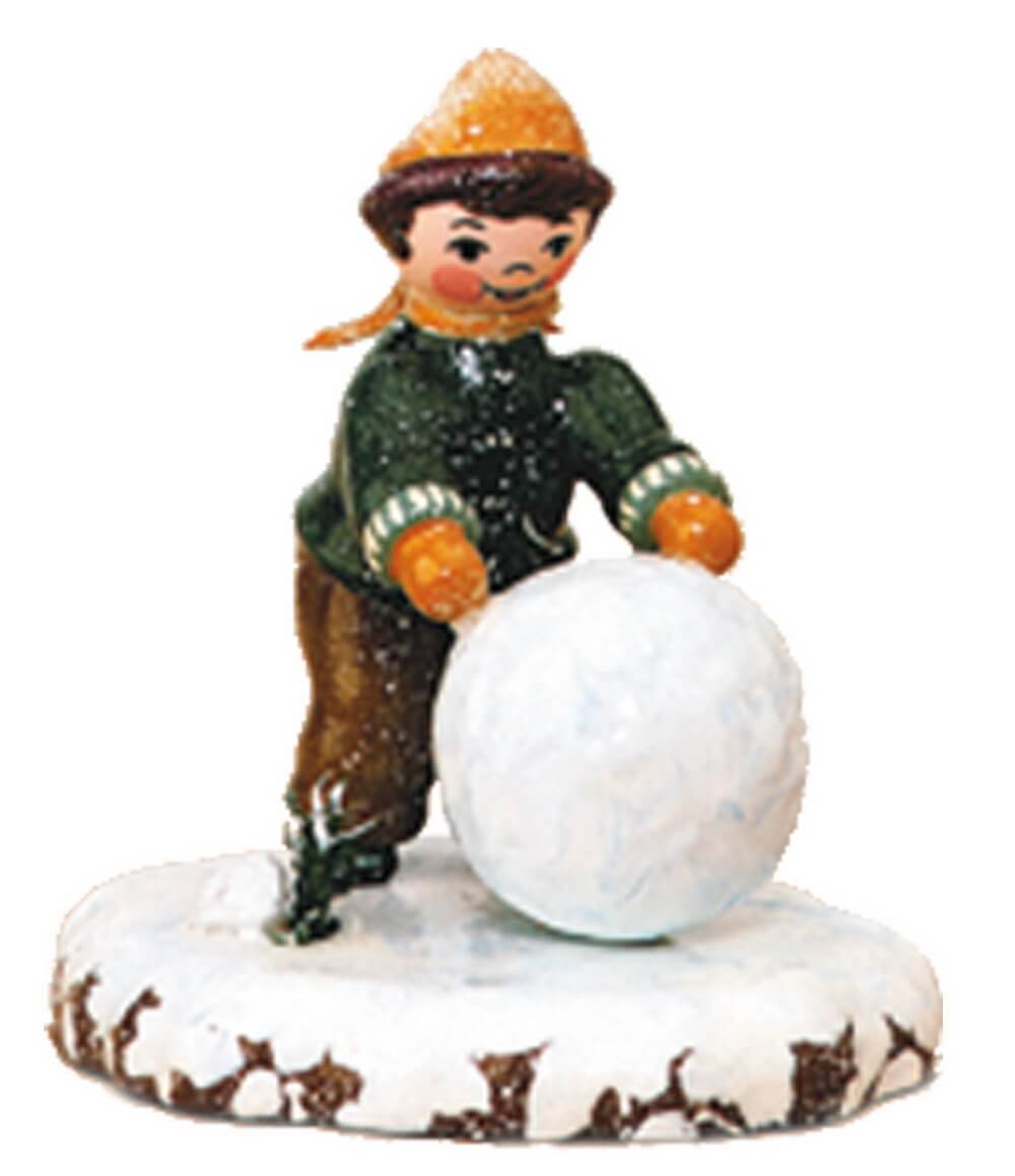Miniatur Winterkind Junge mit Schneekugel von Hubrig Volkskunst