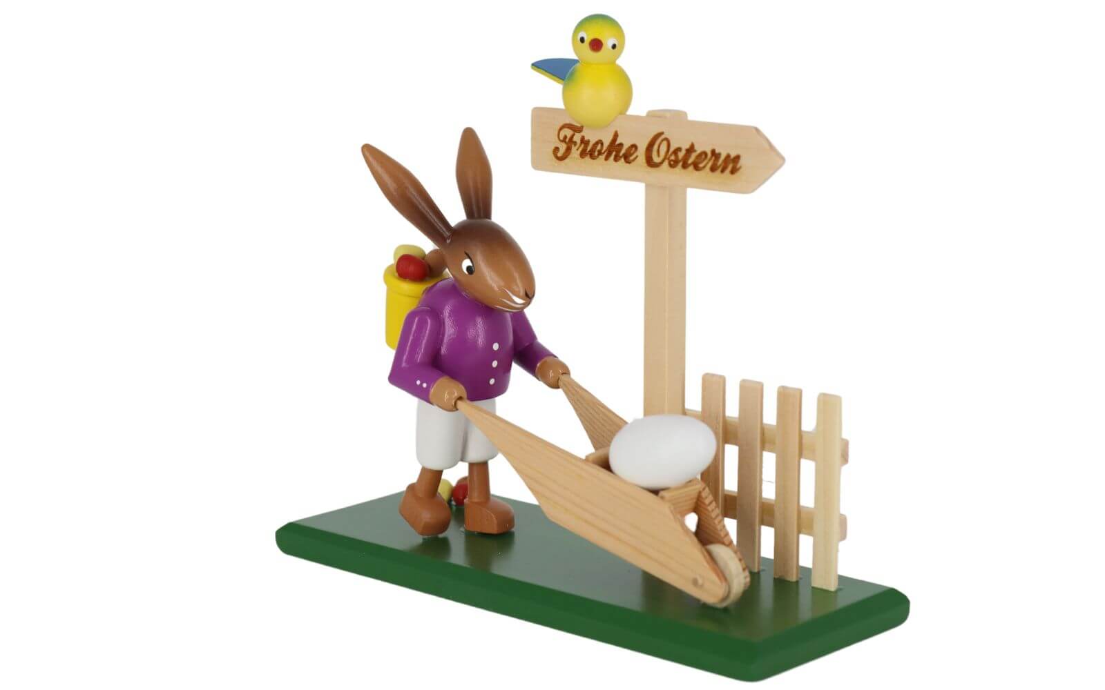 Osterhase mit Schubkarre, 12 cm, farbig von SEIFFEN.COM_2