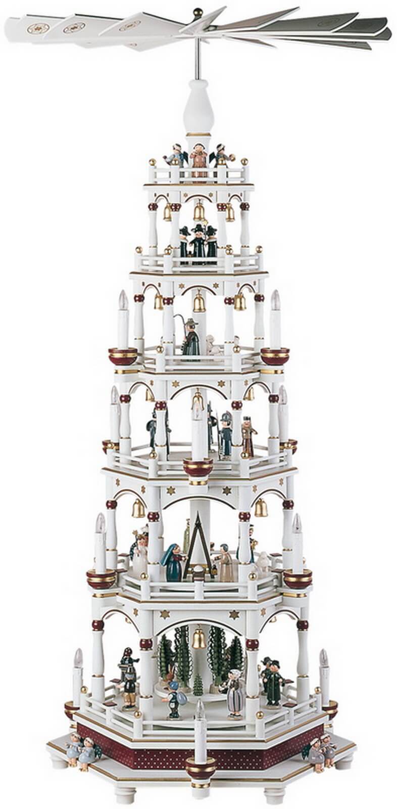 Pyramide Weihnachtsgeschichte, weiß - bordeaux, 106 cm von KWO