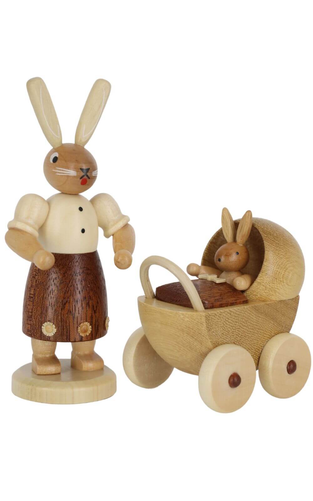 Osterhasenmutter mit Kinderwagen natur von Müller Kleinkunst_1