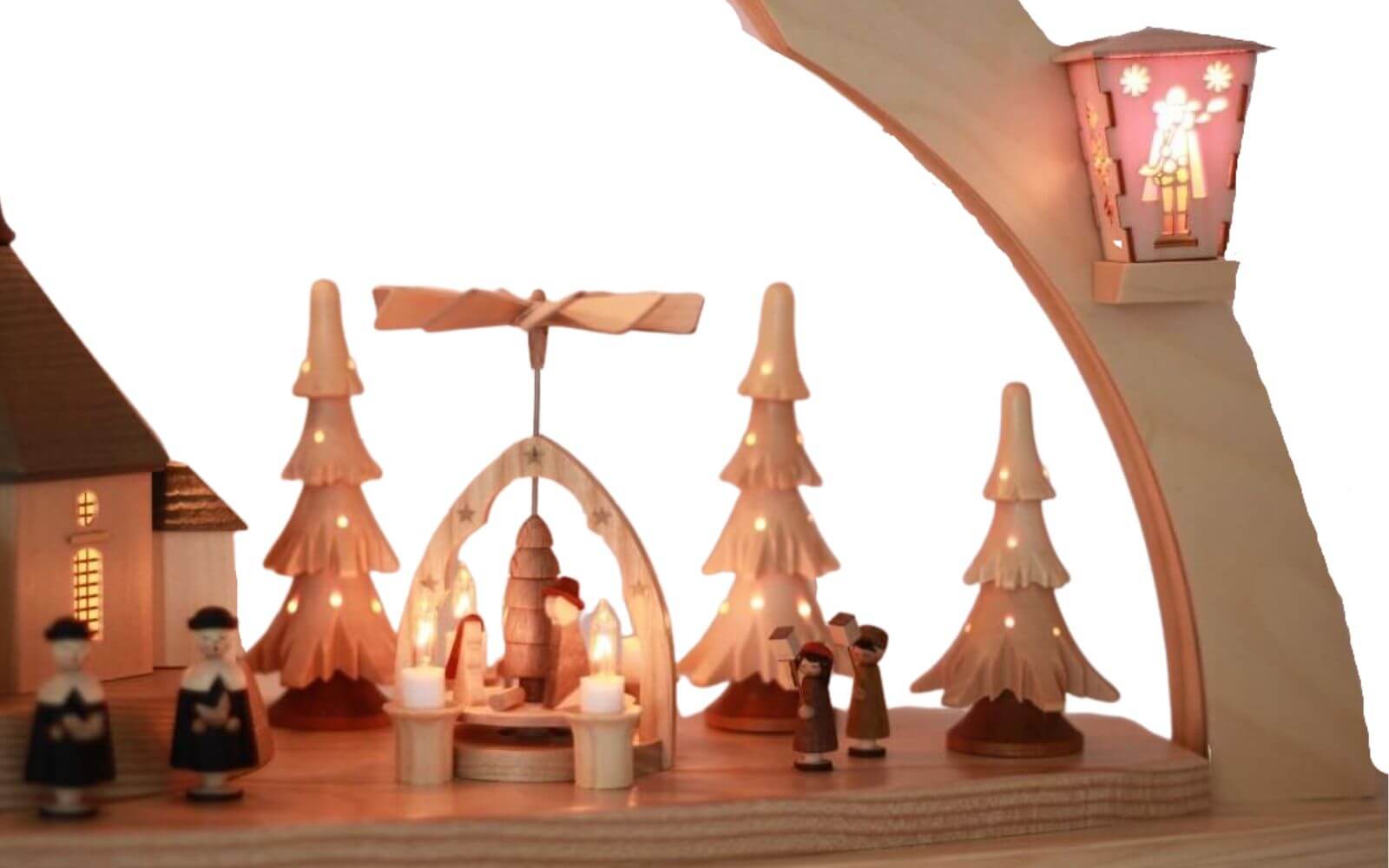 Schwibbogen Seiffener Kirche und Weihnachtspyramide, 80 cm von Richard Glässer_Bild5