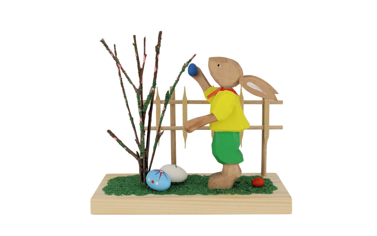 Osterhase mit Gartenzaun, geschnitzt von Bettina Franke_1