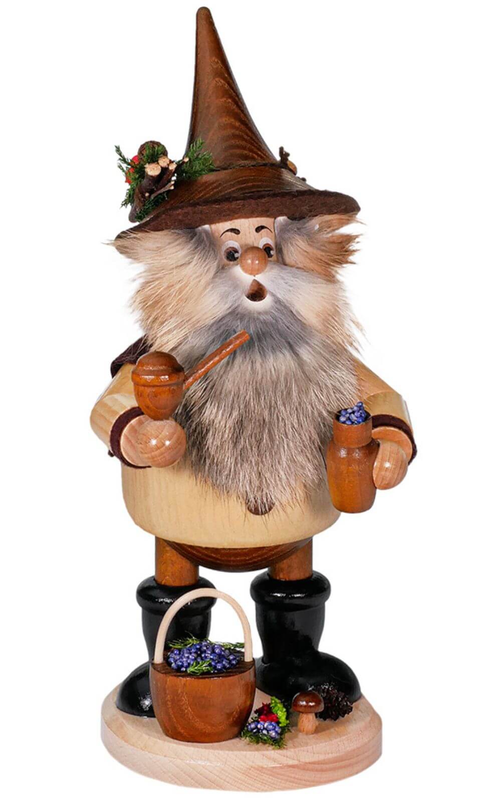 Räuchermännchen Wichtel Blaubeerensammler, natur von DWU