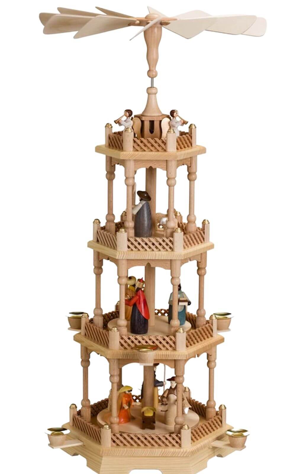 Weihnachtspyramide Heilige Familie, 4 - stöckig, 66 cm von Theo Lorenz