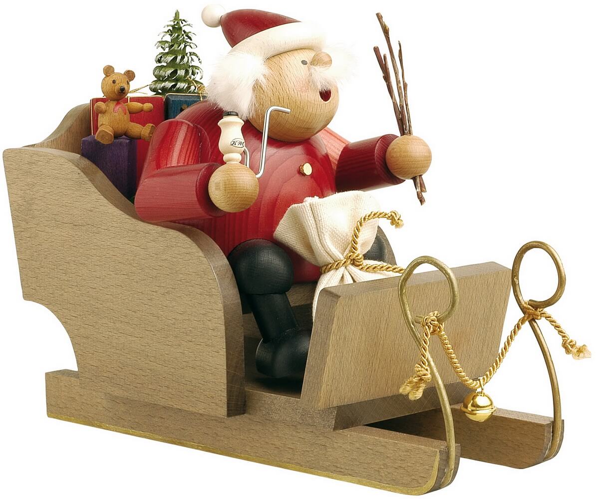 Räuchermännchenn Weihnachtsmann im Schlitten, 18 cm von KWO