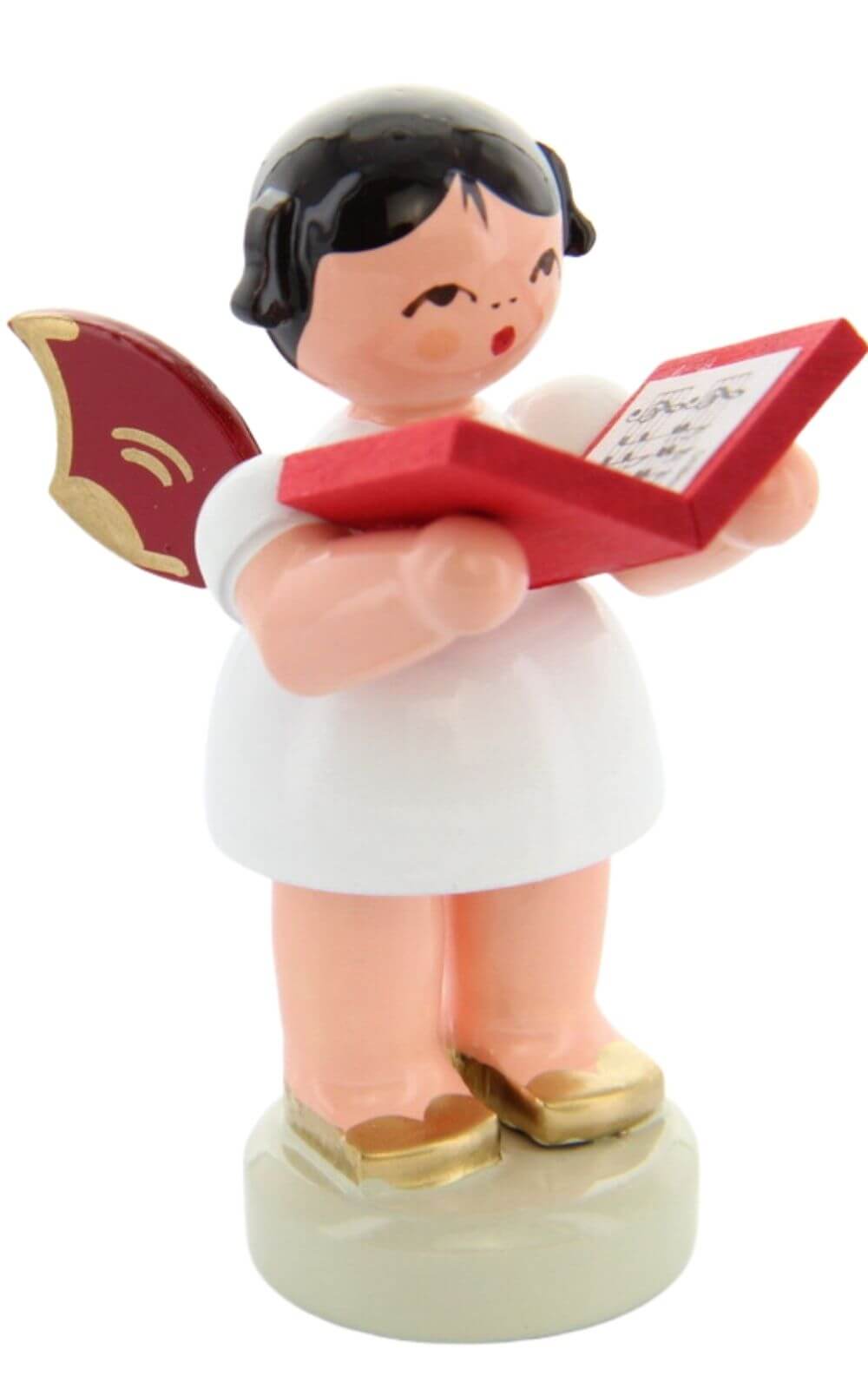 Weihnachtsengel stehend mit Buch und roten Flügenl von Figurenland Uhlig GmbH