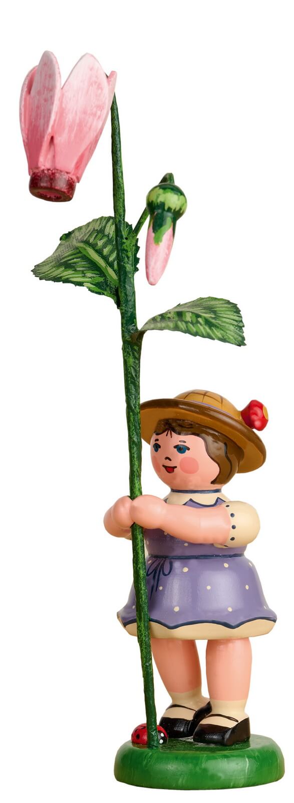 Blumenkind Mädchen mit Alpenveilchen, 11 cm, Miniatur von Hubrig