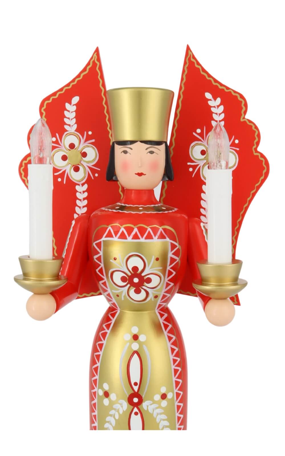 Weihnachtsengel rot - gold, 36 cm, elektrisch beleuchtet von Holzkunst Gahlenz_4