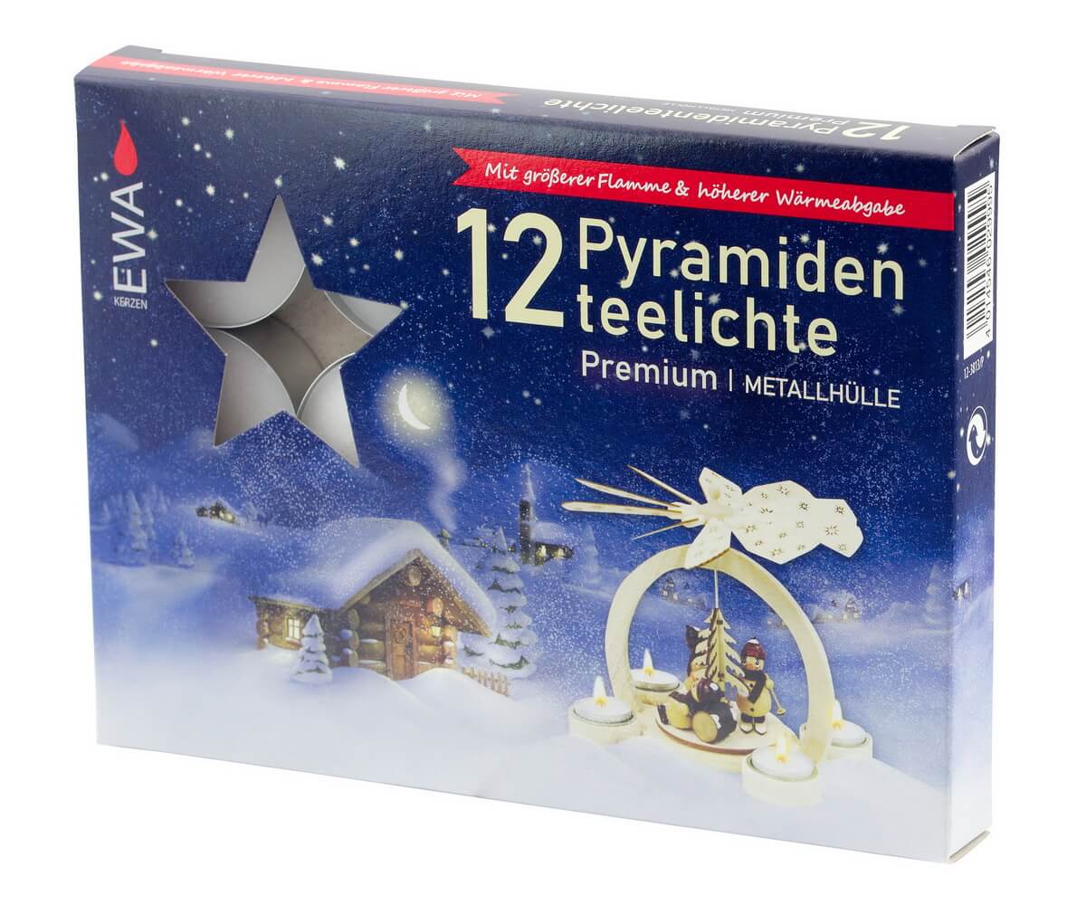 EWA Pyramidenteelichter, Premium, 12 Stück