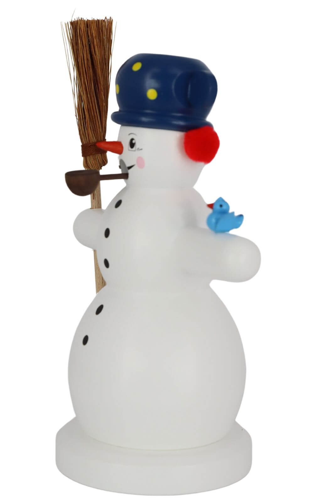 Räuchermännchen Schneemann mit Besen und Vogel, 15 cm, farbig von Richard Glässer_3