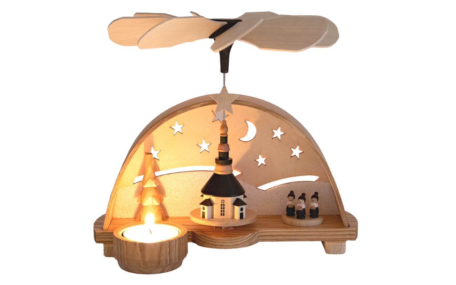 Schwibbogen mit Weihnachtspyramide Seiffener Kirche von Spielwarenmacher Günther