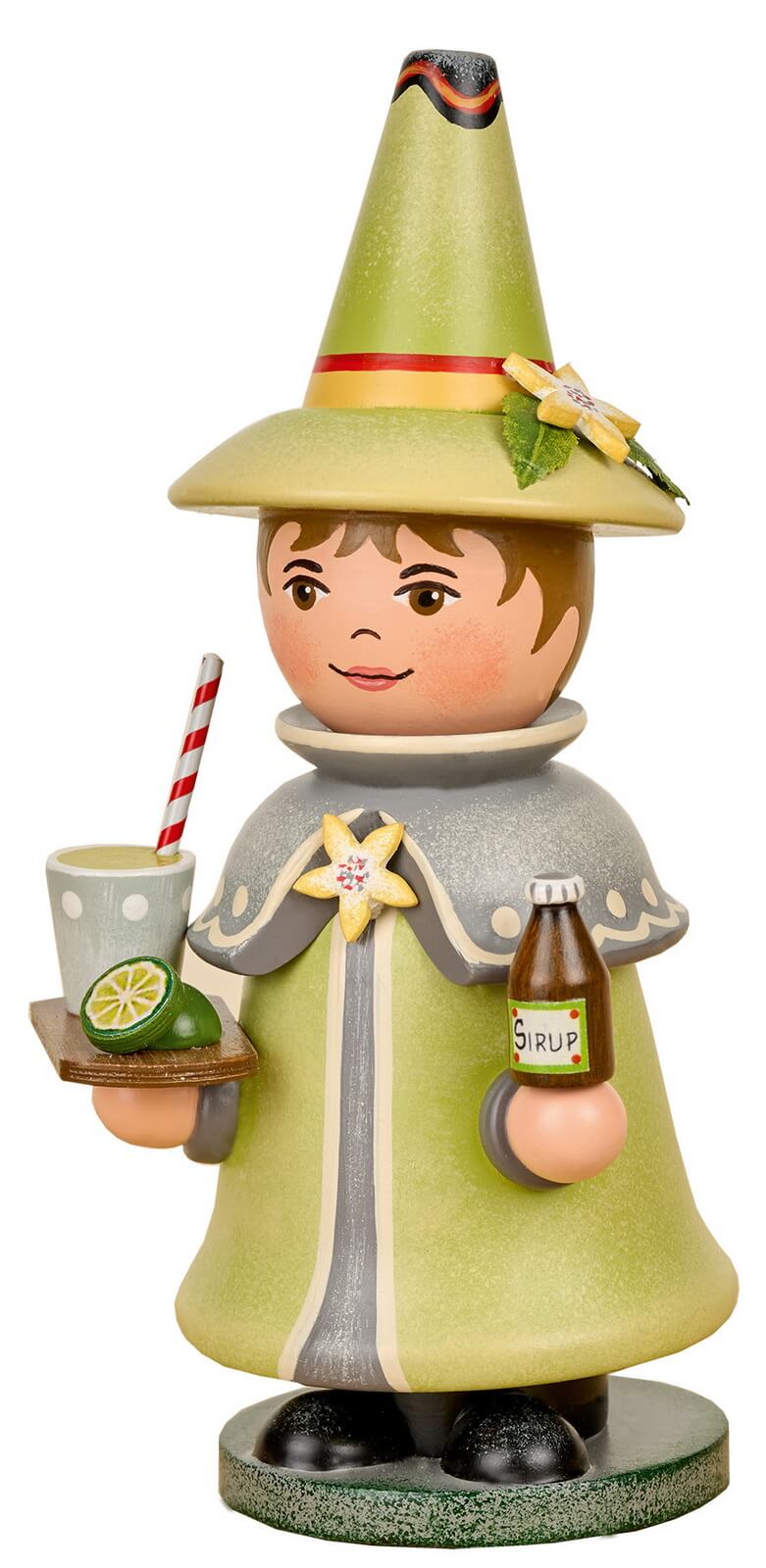 Räuchermännchen Wichtel - Limette, 14 cm, farbig von Hubrig Volkskunst