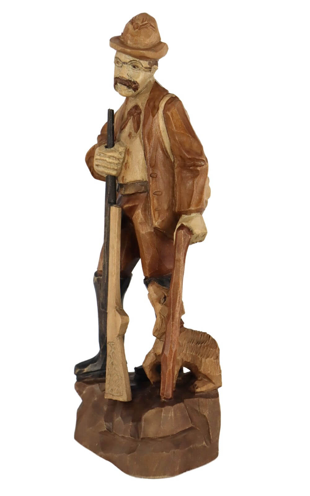 Stülpner Karl mit Hund, 12 cm, gebeizt von Schnitzkunst aus dem Erzgebirge_1