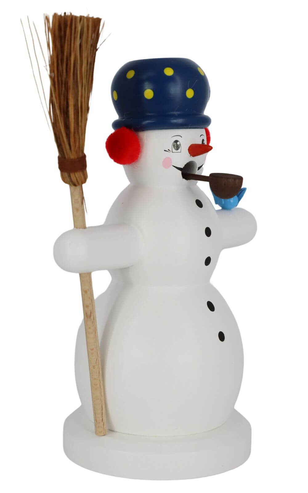 Räuchermännchen Schneemann mit Besen und Vogel, 15 cm, farbig von Richard Glässer_2