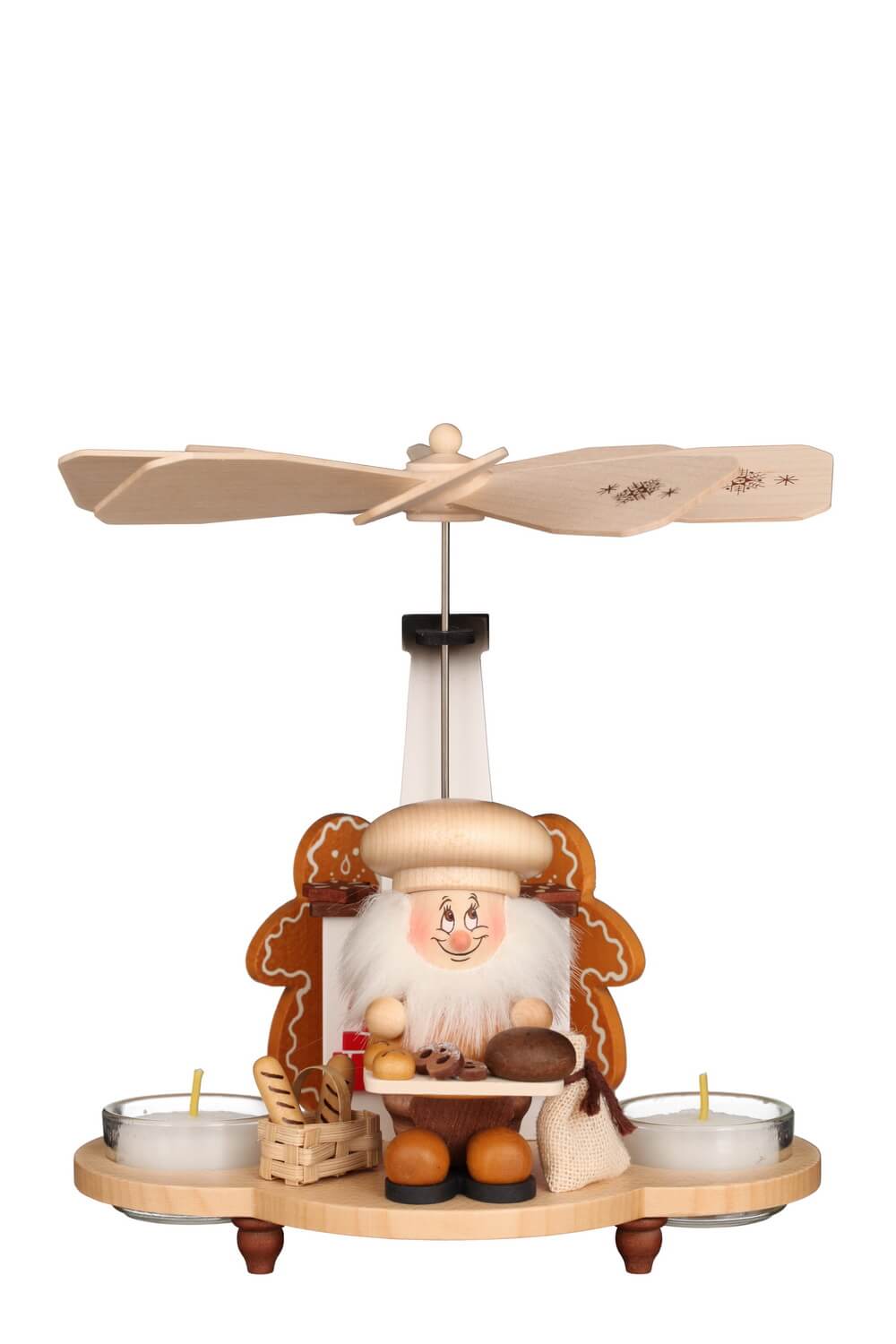 Weihnachtspyramide Mikrowichtel Bäcker, 20 cm, natur von Christian Ulbricht