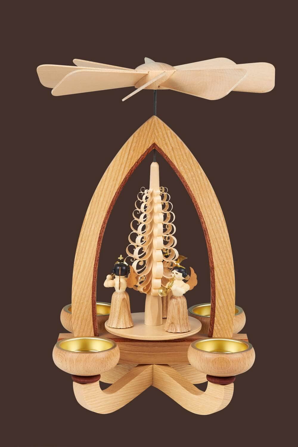 Weihnachtspyramide Faltenrockengel für Teelichte, 28 cm von Heinz Lorenz_Bild2