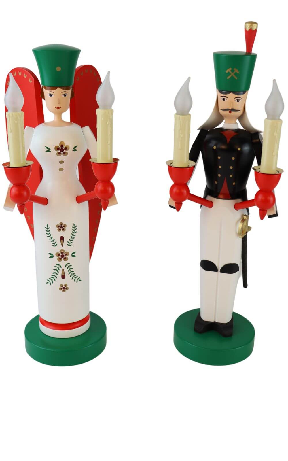 Engel und Bergmann, farbig, elektrisch beleuchtet, 26 cm von Richard Glässer_1