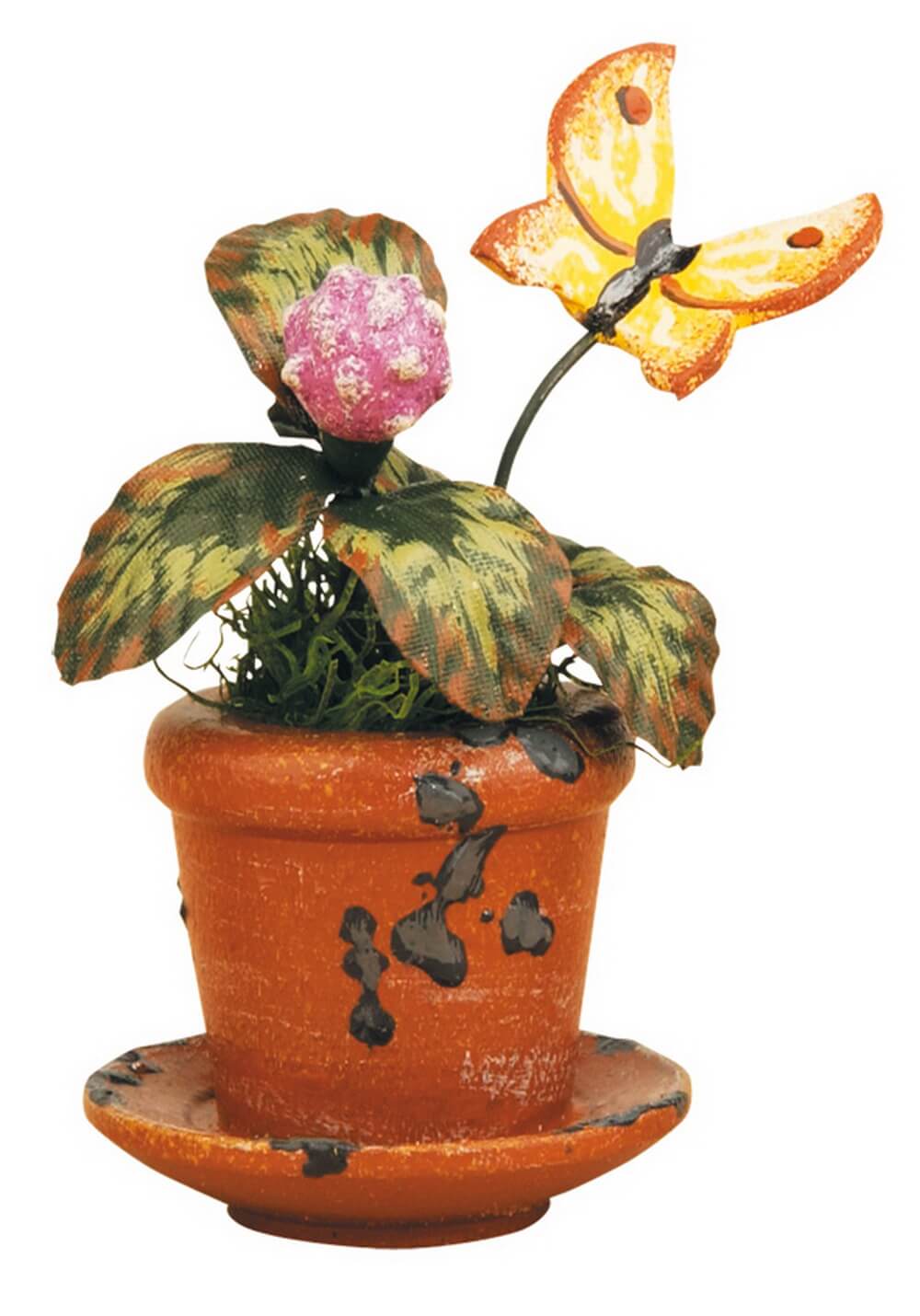 Miniatur Blumentopf mit Klee, 3er Set von Hubrig Volkskunst
