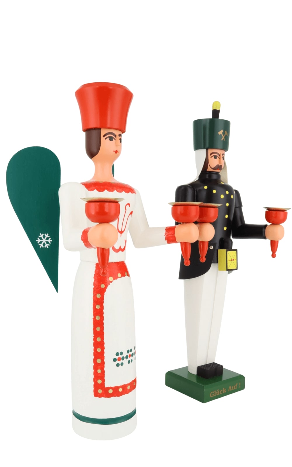 Engel und Bergmann, 38 cm, farbig für Wachskerzen von SEIFFEN.COM