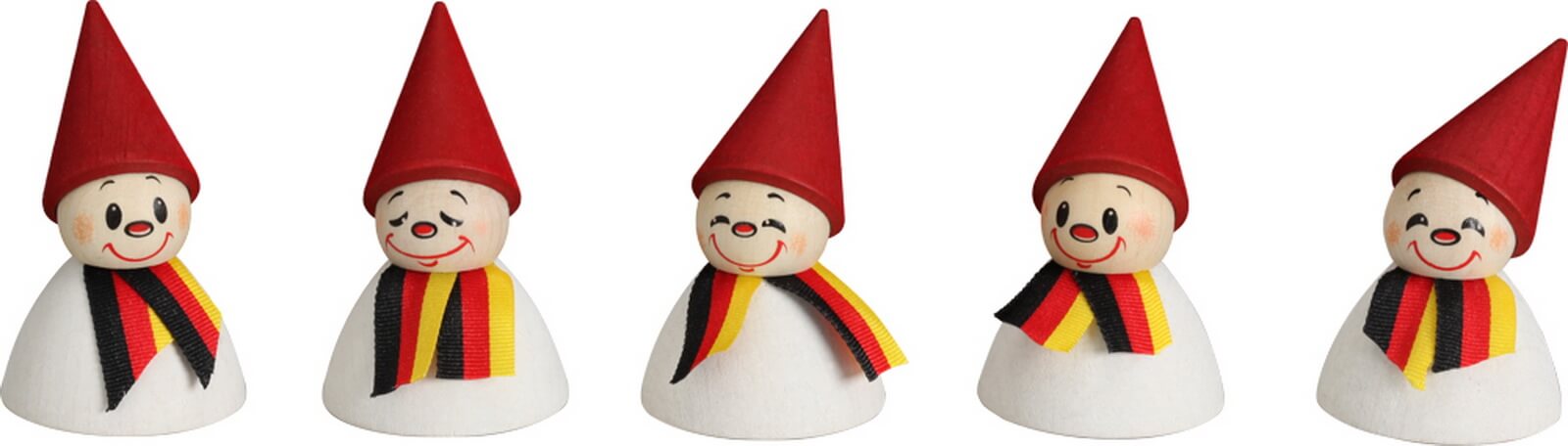 Deutsche Fan-Wippel mit Schal, 5er Set von Seiffener Volkskunst eG