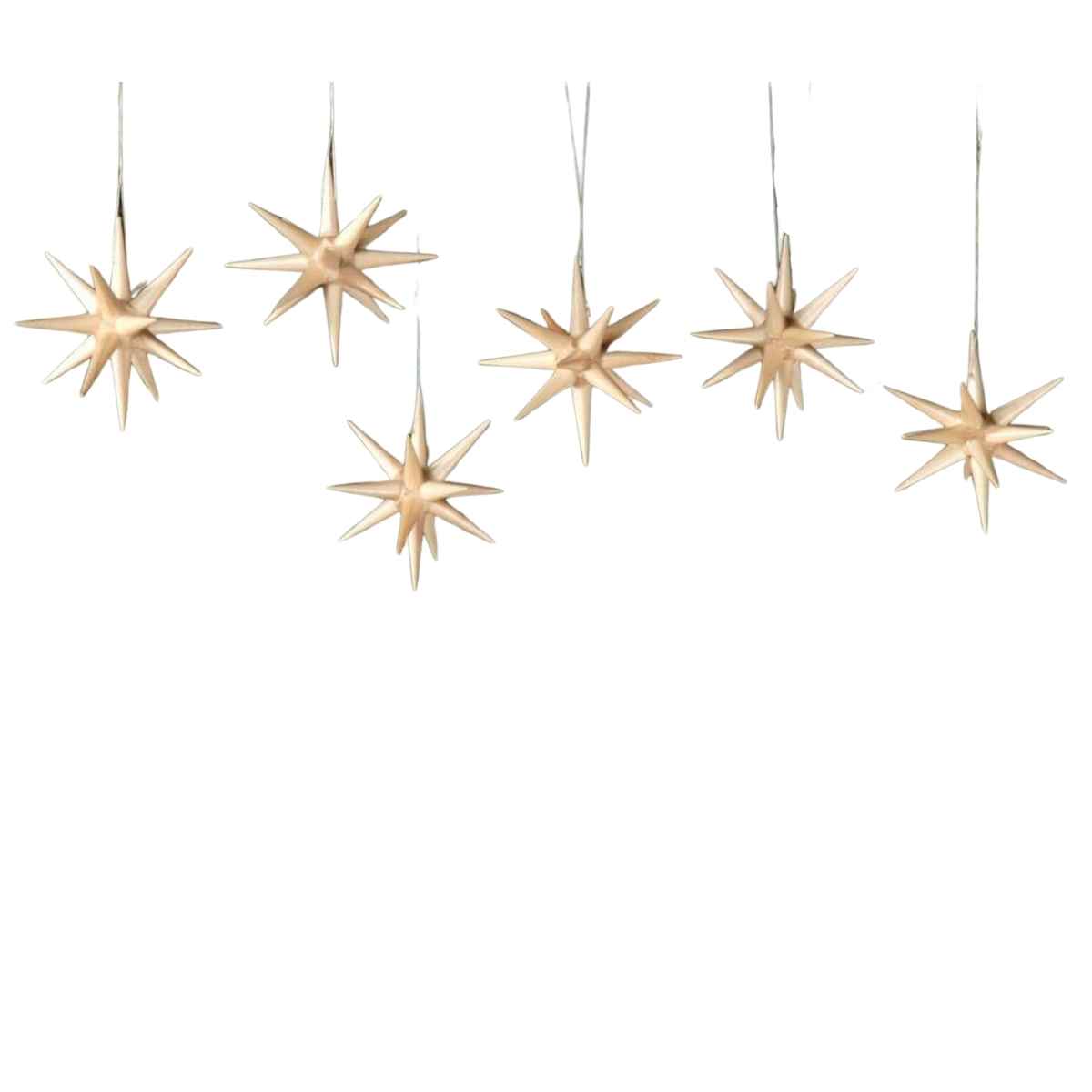 Christbaumschmuck aus Holz, Weihnachtssterne natur, 6-teilig von Albin Preißler