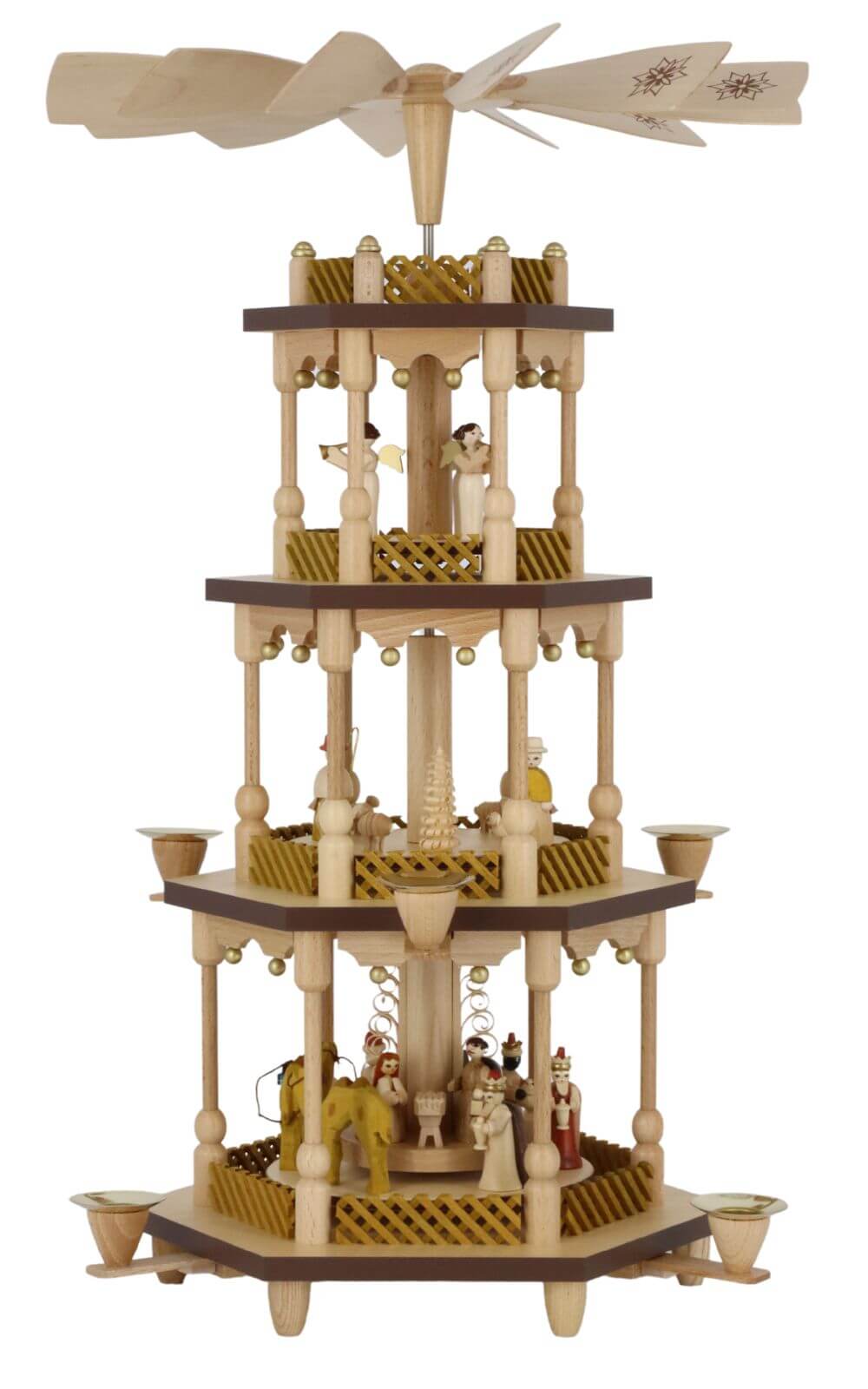 Weihnachtspyramide mit Christi Geburt, 3 – stöckig, 54 cm von Richard Glässer_2