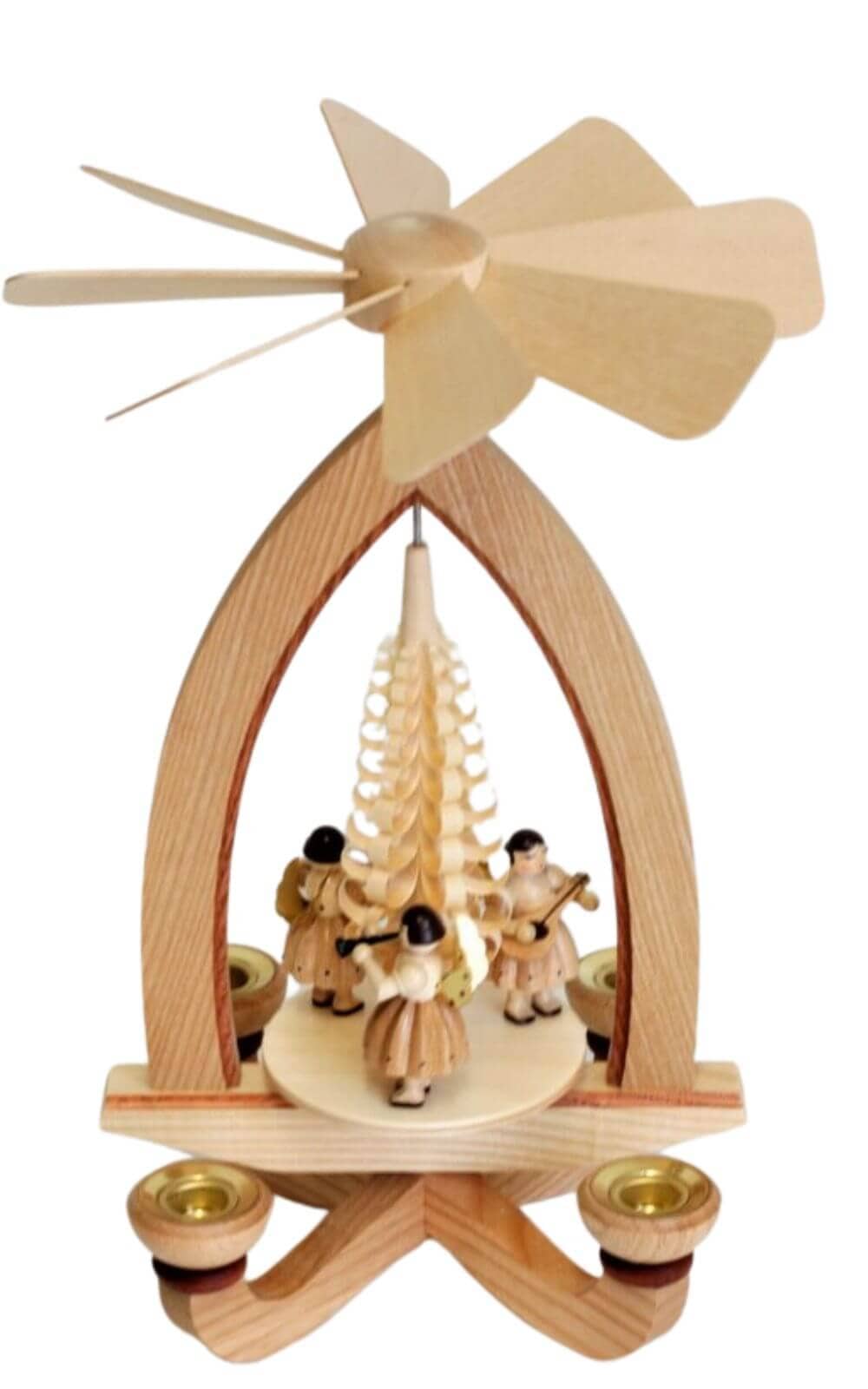 Weihnachtspyramide Kurzrockengel, 28 cm von Heinz Lorenz aus Olbernhau