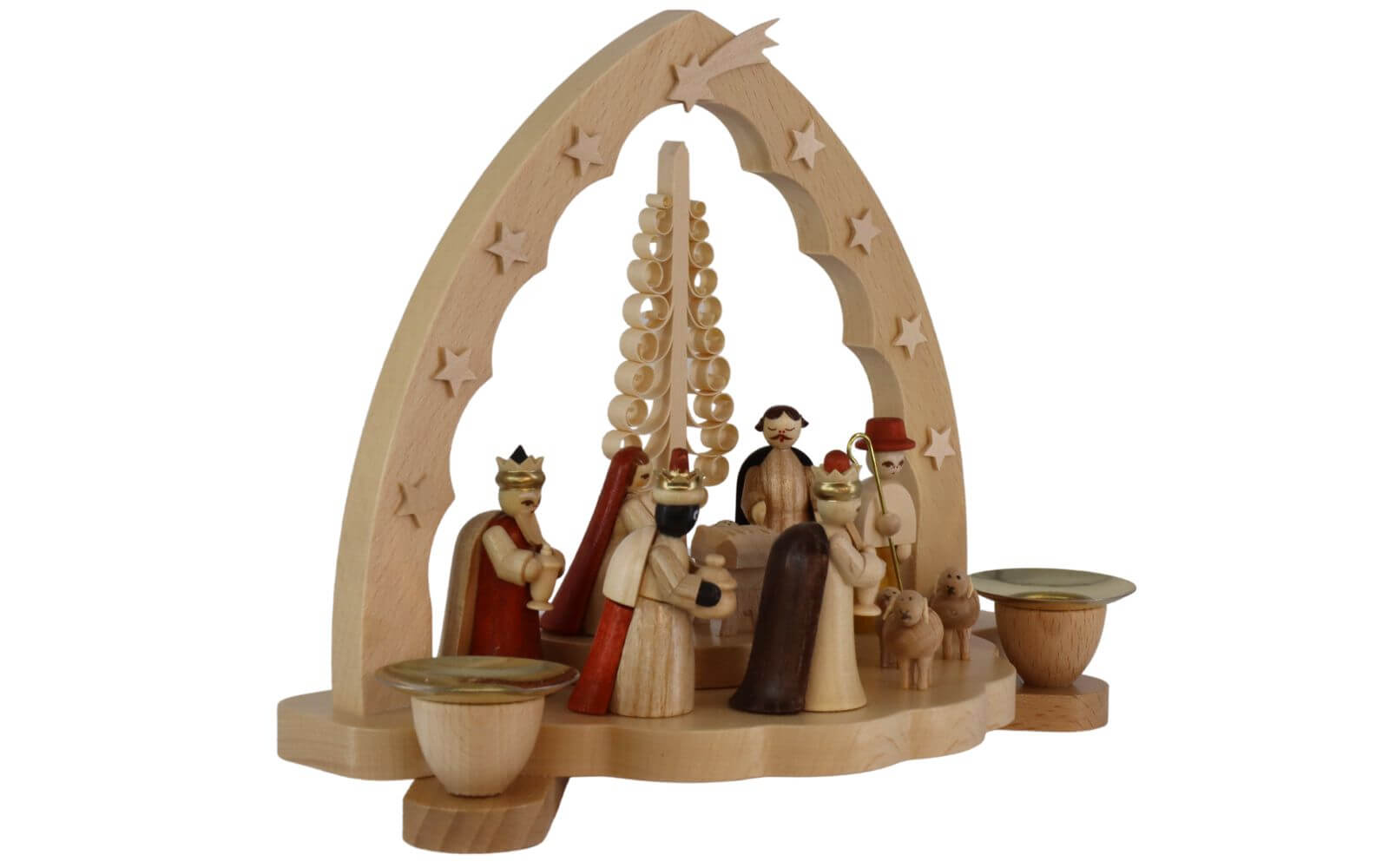 Kerzenhalter mit Heilige Familie, 20 cm, natur von Richard Glässer_2