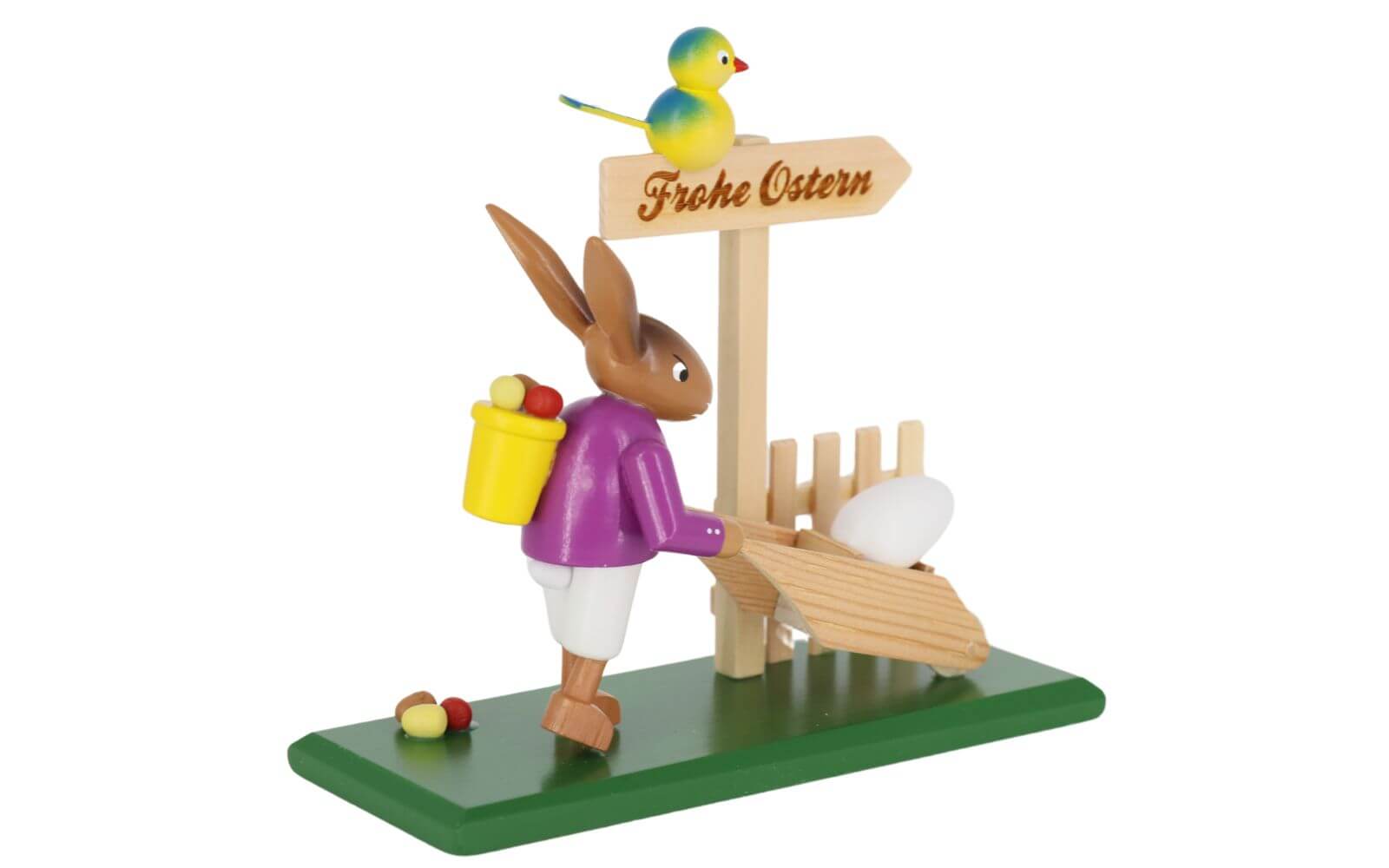Osterhase mit Schubkarre, 12 cm, farbig von SEIFFEN.COM_3