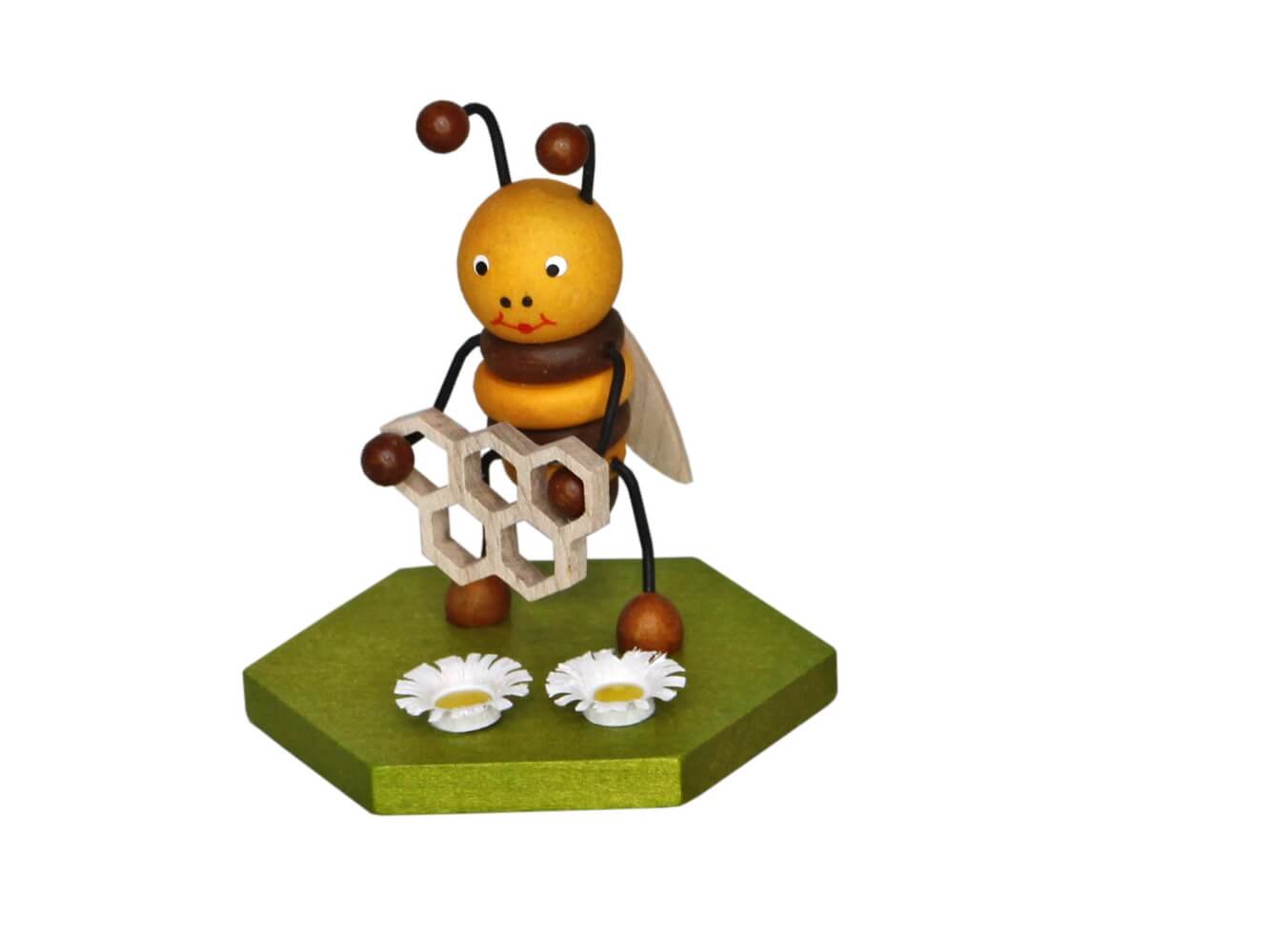 Biene mit Honigwabe, 8 cm von Volker Zenker aus Seiffen