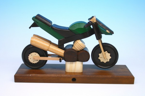 Räuchermann &amp; Räuchermotorrad Sport, grün, 27 x 18 x 8 cm, Gerd Hofmann Seiffen/ Erzgebirge