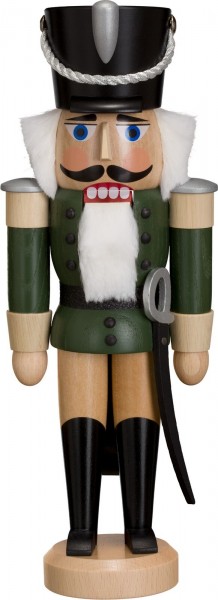 German Christmas Nutcracker Hussar, green, glaze, 28 cm, Seiffener Volkskunst eG Seiffen/ Erzgebirge